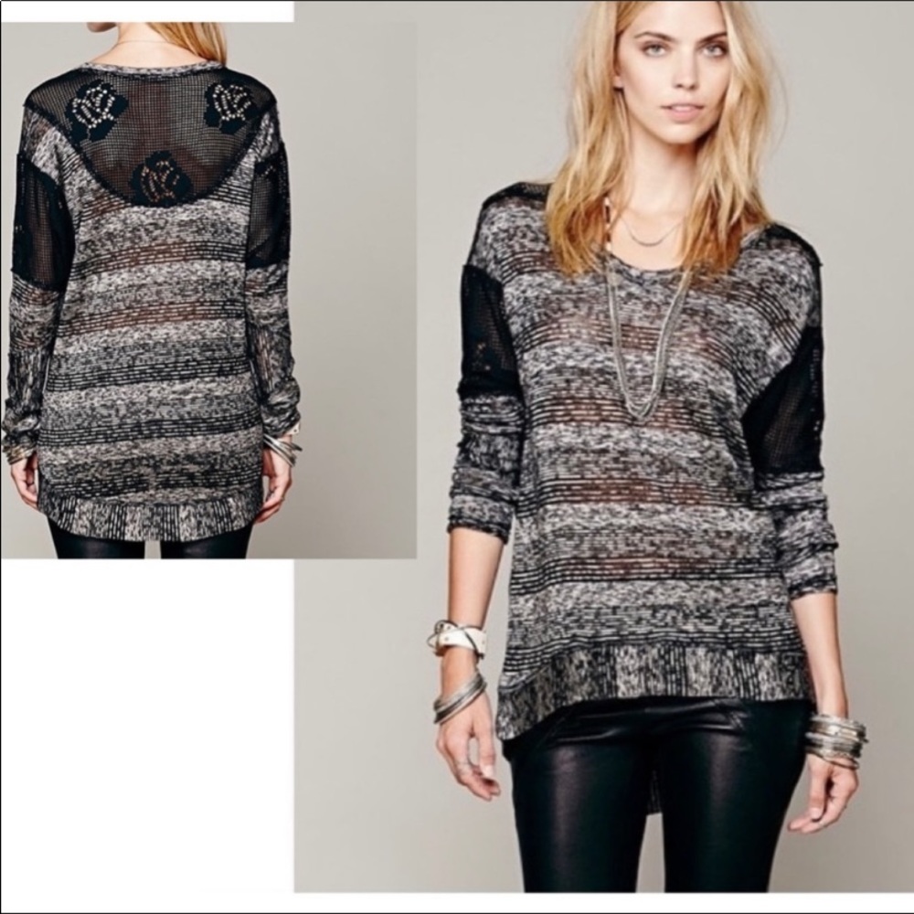 We The Free-Free People Holy Stripes Sweater, XS